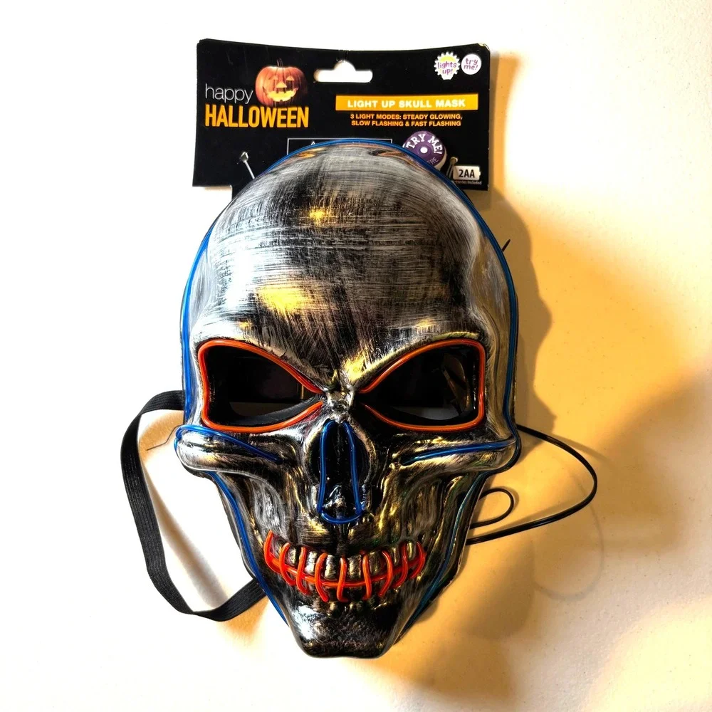 Happy Halloween Light Up‎ Skull Mask, Costume Mask, Glow, 3 Light Modes